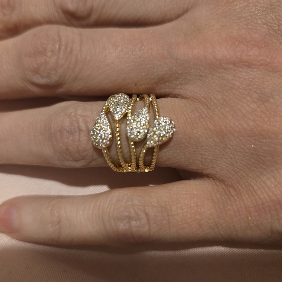 Radiant Gold and Silver Ring with Intricate Design- 21kgp DUABI JEWELRY - Picture 1 of 7